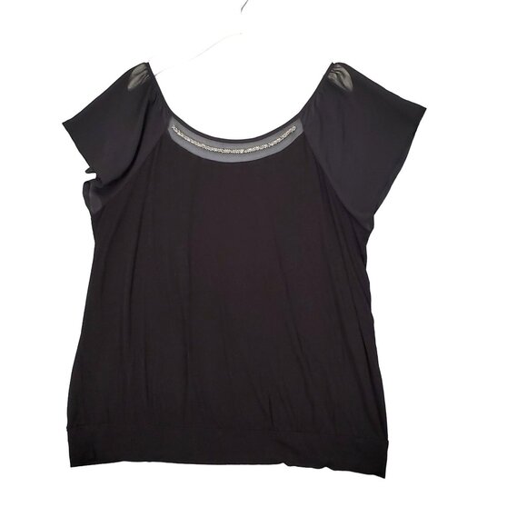 TORRID Womens Blouse Size‎ 3X Sheer Short Sleeves Beaded Neck Goth Punk - Picture 1 of 9